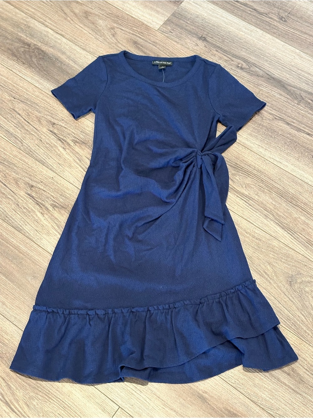 NWT! A Pea in the Pod Maternity Ruffle Navy Blue Dress Size Small - Picture 5 of 11